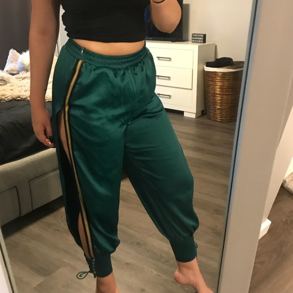 Silk slotted joggers